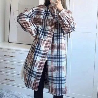 ザラ　zara チェック　ジャケット　ロング