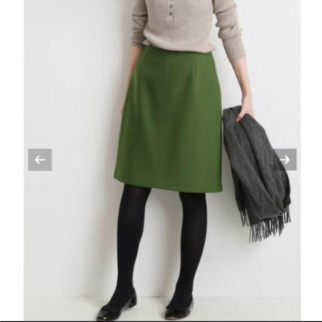 【新品タグ付】IENA《追加》メルトン台形スカート グリーン サイズ38