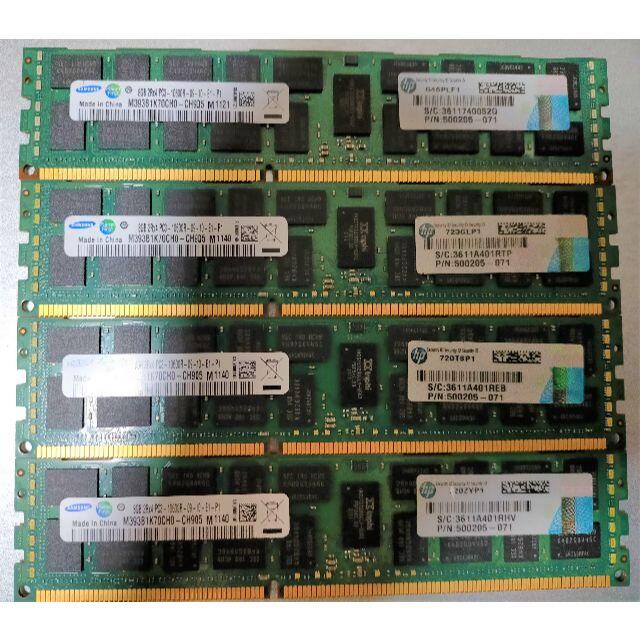 【メモリ】ECC DDR3 PC3-10600R 8GB 4枚セット