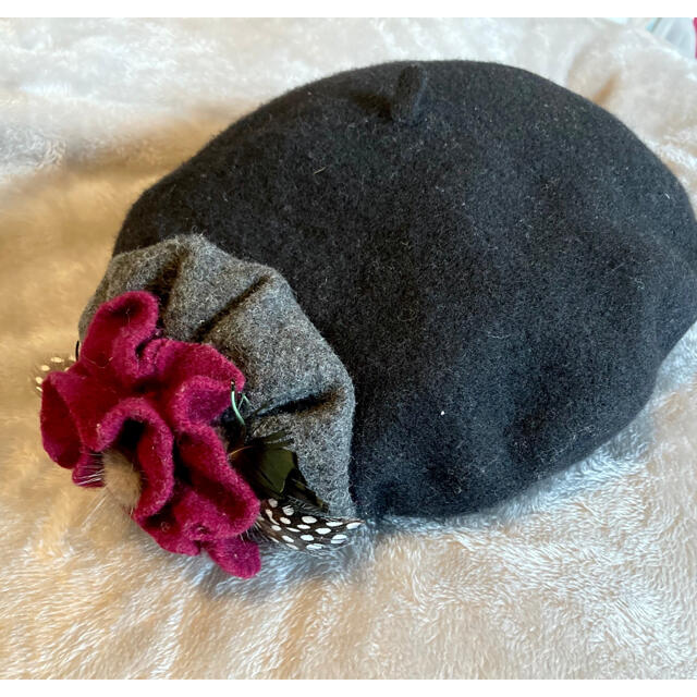 CA4LA(カシラ)のベレー帽　黒　ウール　冬用　帽子　CA4LA ハンチング　キャスケット レディースの帽子(ハンチング/ベレー帽)の商品写真