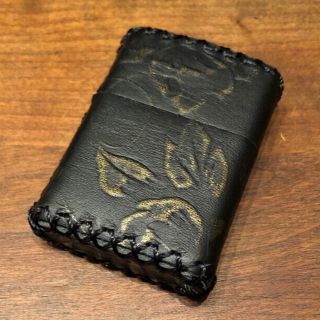 ジッポー(ZIPPO)の[本革] zippo用 レザーケース 革ケース 革巻き 和花柄(タバコグッズ)