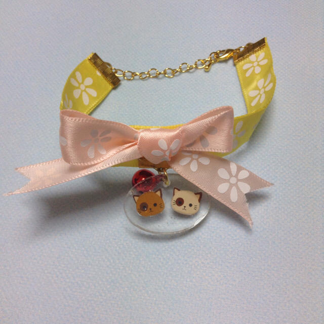 子猫ちゃん用首輪レジンイラストチャーム ハンドメイドのペット(リード/首輪)の商品写真