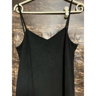 ザラ(ZARA)の【美品】ZARA キャミワンピ　キャミワンピース　ブラック黒　スエード　スリット(ロングワンピース/マキシワンピース)