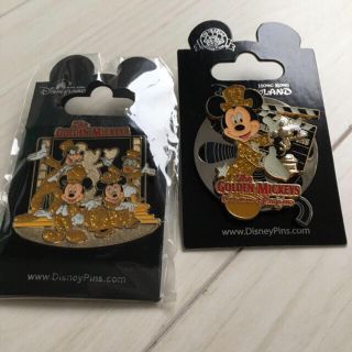 ディズニー(Disney)のゴールデンミッキーピンバッジ 2個セット(バッジ/ピンバッジ)