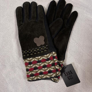アナスイ(ANNA SUI)の新品　ANNA SUI ジャガードカフス ピッグレザー手袋(手袋)