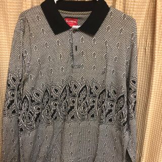 シュプリーム(Supreme)のSupreme 16aw 長袖ポロシャツ　グレー　ペイズリー柄(Tシャツ/カットソー(七分/長袖))