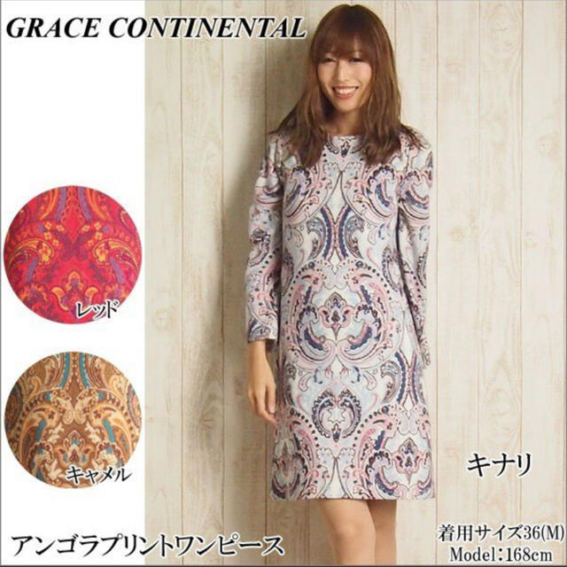 GRACE CONTINENTAL(グレースコンチネンタル)のグレースアンゴラウールプリントワンピース　ダイアグラム　グレースクラス レディースのワンピース(ひざ丈ワンピース)の商品写真