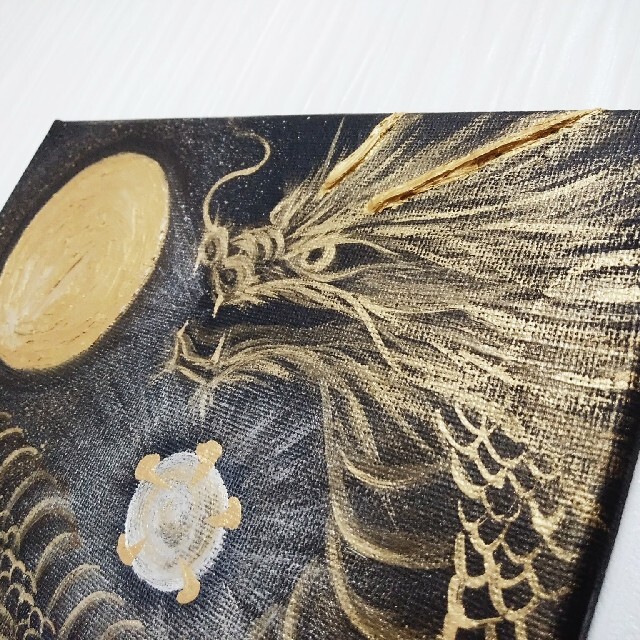 風水開運絵画＊金月　金龍帝王光玉乱舞昇龍　波動アート　金運　発展　仕事　勝負ドラゴン