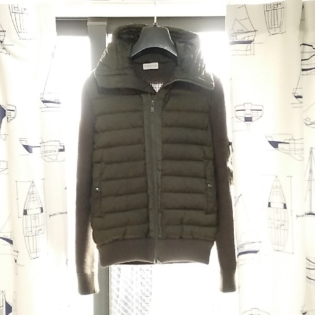 新規購入 MONCLER モンクレール フーデッドニットダウン カーキ s