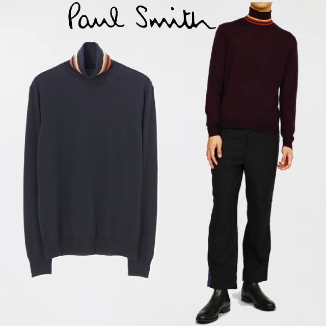 Paul Smith BLACK  ピンクベージュ　タートルネック　長袖　ニット