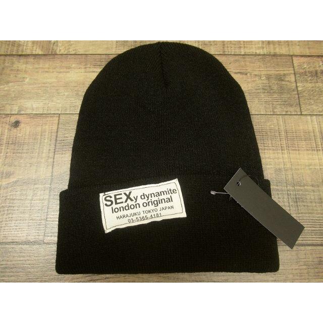 SEXY DYNAMITE(セクシーダイナマイト)の新品 セクシーダイナマイトロンドン ロゴ付き ニット帽 帽子 PUNK メンズの帽子(ニット帽/ビーニー)の商品写真