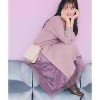 ジルバイジルスチュアート(JILL by JILLSTUART)のスリットワンピ×トーンフラワーｓｅｔ(ひざ丈ワンピース)