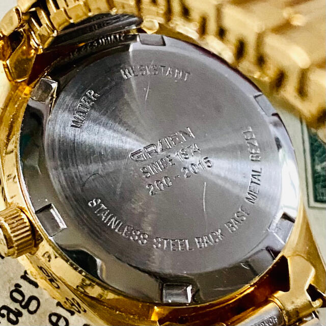 【高級時計グリュエン】 Gruen クォーツ デイト 腕時計 幅広ベルト
