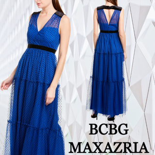 ビーシービージーマックスアズリア(BCBGMAXAZRIA)のSALE☆【BCBGMAXAZRIA】ドットマキシドレス(ロングドレス)