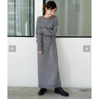 アパルトモンドゥーズィエムクラス(L'Appartement DEUXIEME CLASSE)の新品同様⭐️Knit Dress グレーA(ロングワンピース/マキシワンピース)