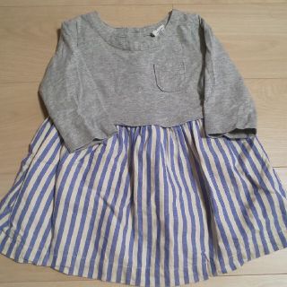 ベビーギャップ(babyGAP)のベビーギャップ babyGAP 切り替えワンピース グレー ストライプ(ワンピース)