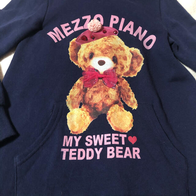 mezzo piano(メゾピアノ)のメゾピアノ　クマ耳　トレーナーワンピース　ソックス キッズ/ベビー/マタニティのキッズ服女の子用(90cm~)(ワンピース)の商品写真