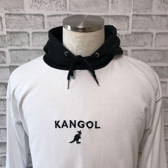 KANGOL(カンゴール)のカンゴール スウェットパーカー プルオーバー フーディ ロゴ刺繍 ホワイト M メンズのトップス(パーカー)の商品写真
