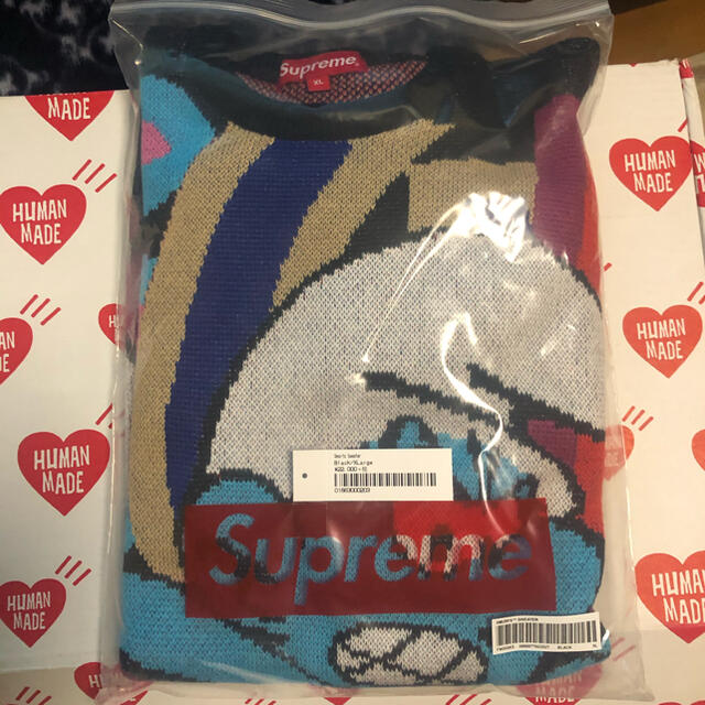 supreme smurfs sweater black XLニット/セーター
