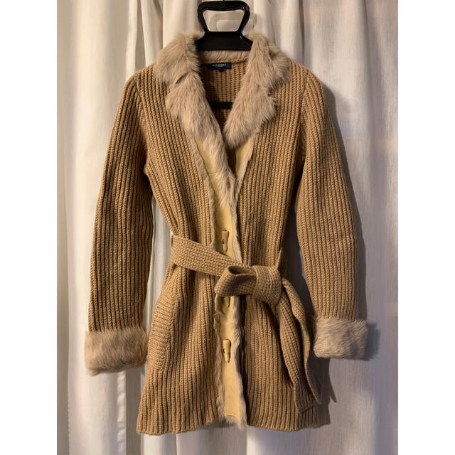 BURBERRY(バーバリー)のBURBERRY LONDON/ムートン♡ロングニット/1/キャメル レディースのジャケット/アウター(ロングコート)の商品写真