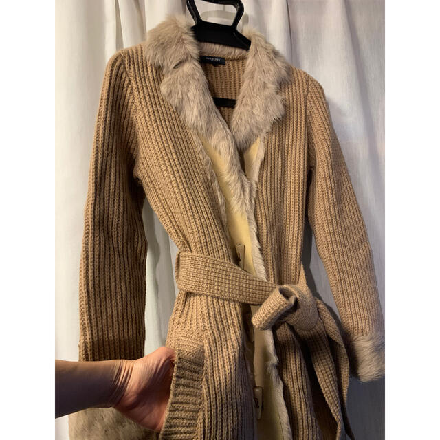 BURBERRY(バーバリー)のBURBERRY LONDON/ムートン♡ロングニット/1/キャメル レディースのジャケット/アウター(ロングコート)の商品写真