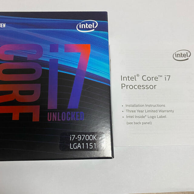 intel インテルCore i7  9700K BOX CPU