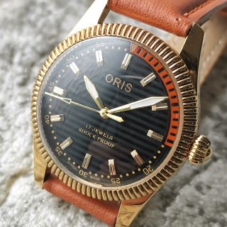 オリス(ORIS)のオリス ORIS ゴールド ブラック 17石 3針 1970s 整備済 機械式(腕時計(アナログ))