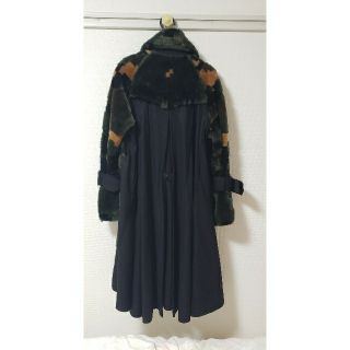 sacai 新品 迷彩ボアと濃紺ウールのトレンチコート sacai 新品 迷彩ボアと濃紺ウールのトレンチコート