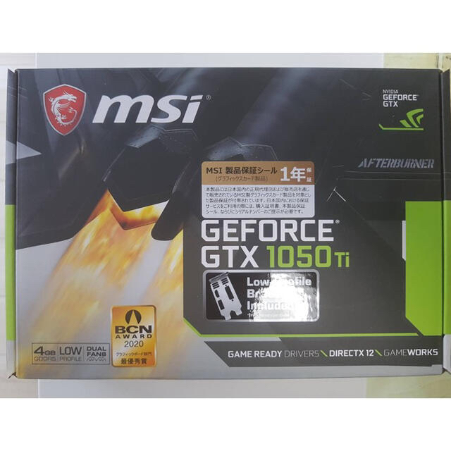 MSI Geforce GTX1050ti 4GB 新品 LP対応 スマホ/家電/カメラのPC/タブレット(PCパーツ)の商品写真