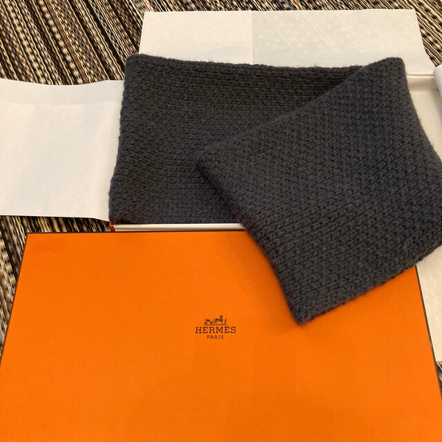 HERMES エルメス　スヌード　グレー　カシミア