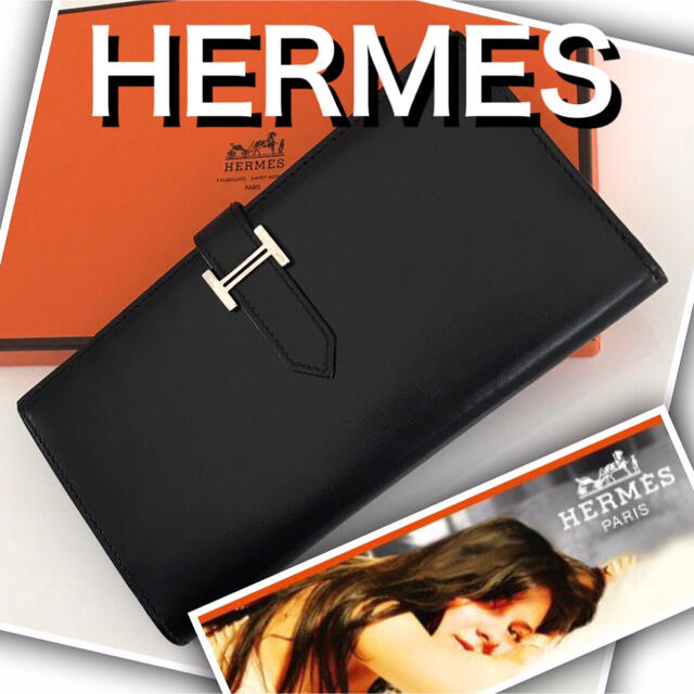 【人気NO1のブラック】HERMES 財布/ベアン　長財布