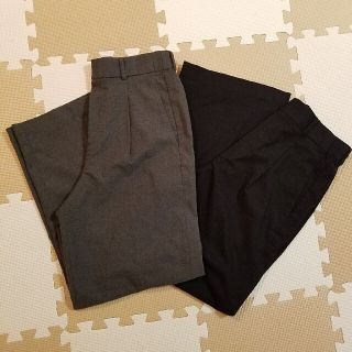 ユニクロ(UNIQLO)のUNIQLO　ハイウエストタックワイドパンツ　グレー(カジュアルパンツ)