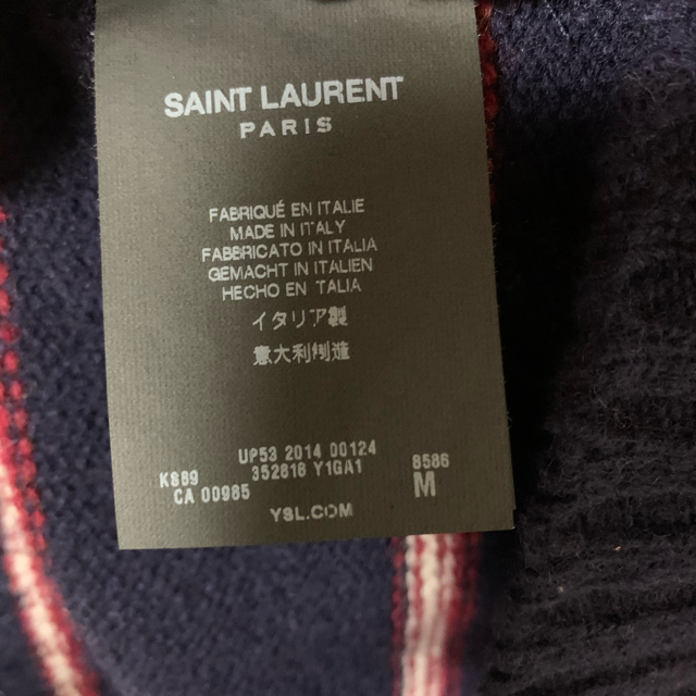 SAINT LAURENT PARIS ウールカシミヤボーダーニット ネイビー 3