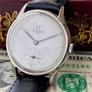 木造 激レア【OH済】HERMES ◇ エルメス ビンテージ 手巻き機械式