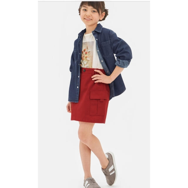 GU(ジーユー)の新品　gu ジーユー　カーゴスカート　160cm キッズ/ベビー/マタニティのキッズ服女の子用(90cm~)(スカート)の商品写真