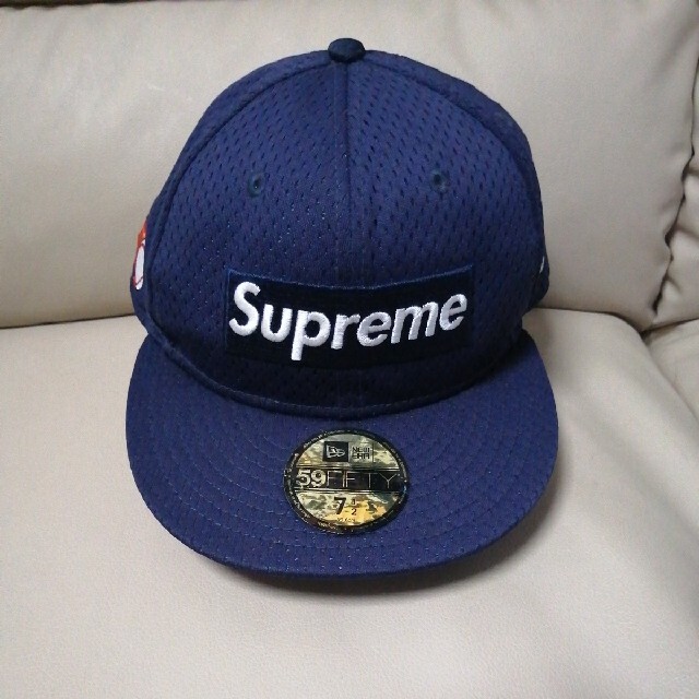 18SS Supreme NEW ERA ボックスロゴ キャップ ネイビー