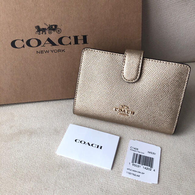 COACH(コーチ)の2020年秋冬新作★新品 COACH コーチ 二つ折り財布 ゴールド  レディースのファッション小物(財布)の商品写真