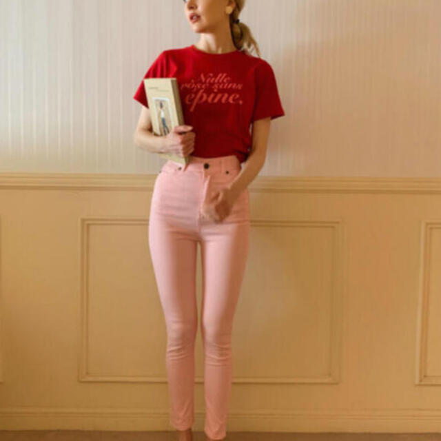 épine skinny denim baby pink