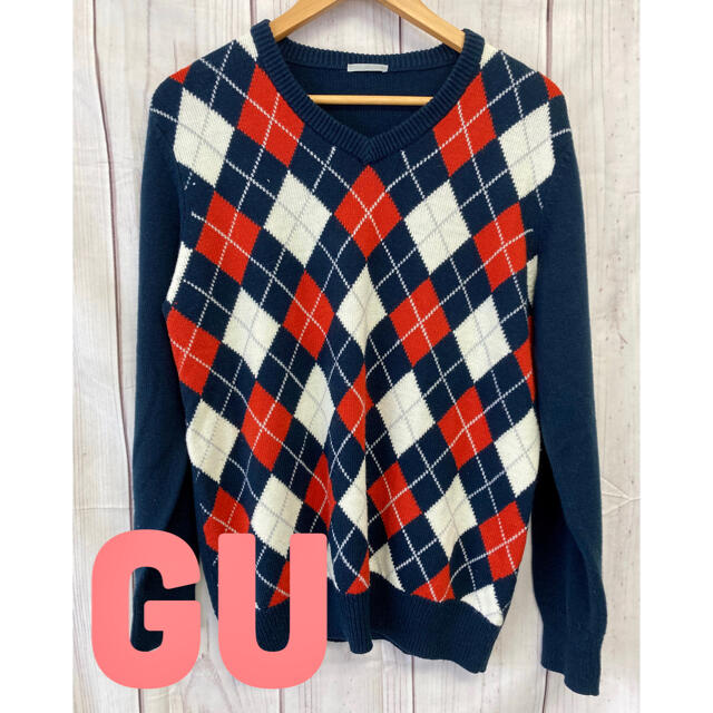 Gu Gu メンズニットセーター Lサイズ チェック柄の通販 By わん S Shop ジーユーならラクマ