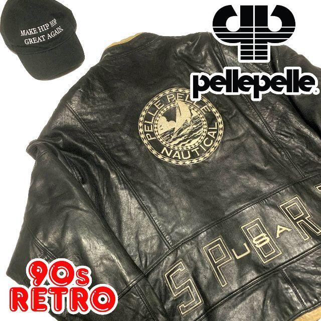 90s PELLEPELLE ペレペレ レザージャケット ブラック 42 XL | フリマアプリ ラクマ