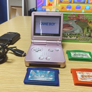 ニンテンドウ(任天堂)のGBA SP ポケモンソフトセット 充電器付き(携帯用ゲーム機本体)