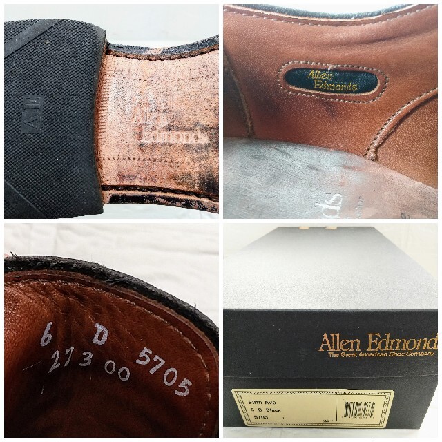Allen Edmonds(アレンエドモンズ)の【希少サイズ】アレンエドモンズ フィフスアベニュー  黒 US6D メンズの靴/シューズ(ドレス/ビジネス)の商品写真