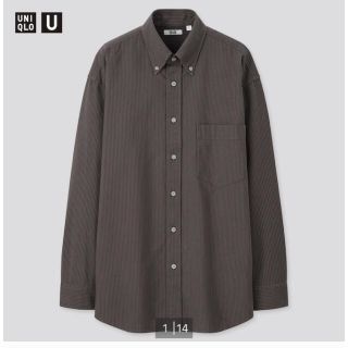 ユニクロ(UNIQLO)のUNIQLO U  オックスフォードワイドフィット　ストライプ　シャツ　黒(シャツ)