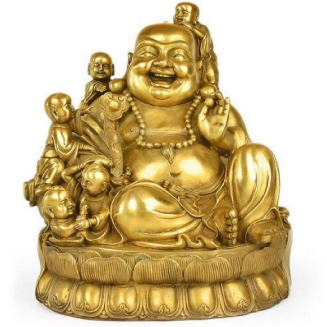 純銅 五子仏弥勒仏像 奉納する 風水置物 置物