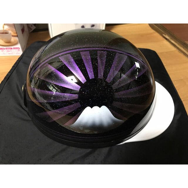 経典ブランド 7色ラメ 紫 黒 富士日章 コルク半 ヘルメット