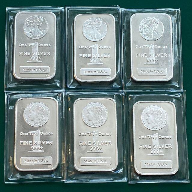 日本代理店正規品 【純銀】1オンス銀インゴット6枚セット(モルガン