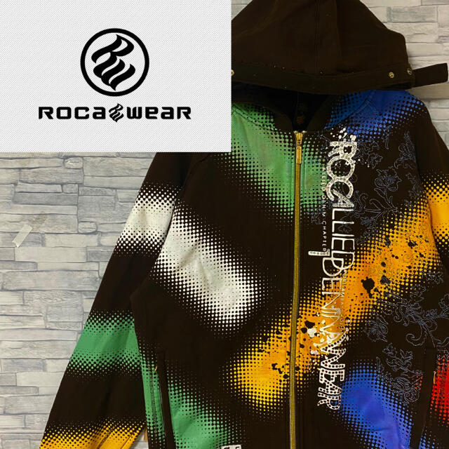 【レア】ROCA WEAR ロカウェア　パーカー　マルチカラー　派手　奇抜　L