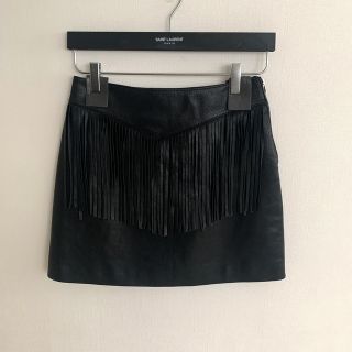 サンローラン(Saint Laurent)のsaint laurent レザーフリンジミニスカート(ミニスカート)