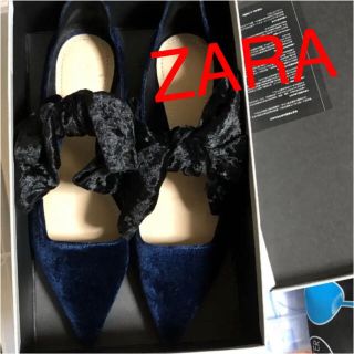 ザラ(ZARA)のZARA woman バイカラーリボン スウェード パンプス 24.5cm(ハイヒール/パンプス)