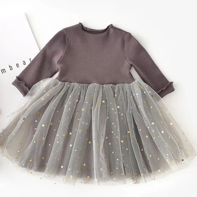 おまけつき！　チュールワンピース　スパンコール星☆サイズ90 女の子 キッズ/ベビー/マタニティのキッズ服女の子用(90cm~)(ワンピース)の商品写真